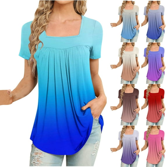 Fesfesfes Womens Tshirt Women Fashion Printed Casual V-Neck Short Sleeve Loose T-Shirt Blouse Tops Short Sleeve Waffle Shirt Women S(US:4)