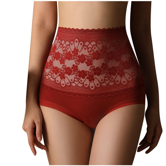 Fesfesfes Womens Underwear Seamless Womens Solid Color Briefs Ventilate Lace Netting High Waist Underpants Briefs
