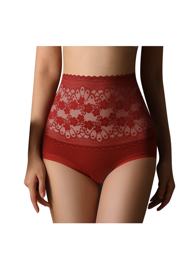 Womens Underwear Seamless Womens Solid Color Briefs Ventilate Lace Netting High Waist Underpants Briefs