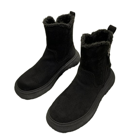 Fesfesfes Womens Winter Ankle Boots Ladies Warm Flats Lined Booties Thickening Shoes Zip Flat Sneakers Outdoor Booties 6.5(38)
