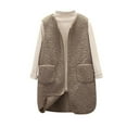 thumbnail image 1 of Fesfesfes Womens Winter Coat Fashionable Slim Fitting Large Pocket Fleece Medium Length Cardigan Fall Saving Sale, 1 of 7