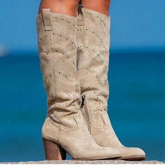 Fesfesfes Womens Work Boots Ladies Winter Warm Rhinestone Plus Size Shoes 5.5(36)