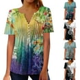 thumbnail image 1 of Fesfesfes Womens Work Shirts Women Fashion Casual Print V Neck Loose Short Sleeve T-shirt Top Blouse Pullover T Shirts for Women Graphic 2XL(US:12), 1 of 6