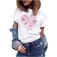 thumbnail image 1 of Fesfesfes Womens Work Shirts Women's Summer Floral Printing Fitting T-shirt Short Sleeved Round Neck Tops Blouse Workout Tops for Women Short Sleeve 8(L), 1 of 8