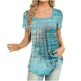thumbnail image 1 of Fesfesfes Womens Work Tops Women's Fashion Printed T-shirt Mid-length 3/4 Sleeves Blouse Round Neck Casual Tops T Shirt Women 4(S), 1 of 5