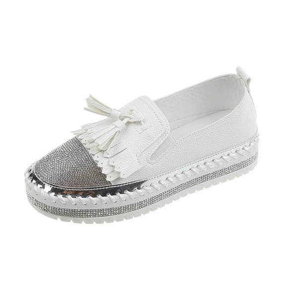 Fesfesfes Work Shoes Round Toe Fashion Rhinestone Flat Sole Lightweight Shoes One-footed Shoes Casual Shoes 40(7.5)