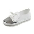 thumbnail image 1 of Fesfesfes Work Shoes Round Toe Fashion Rhinestone Flat Sole Lightweight Shoes One-footed Shoes Casual Shoes 41(8.5), 1 of 6