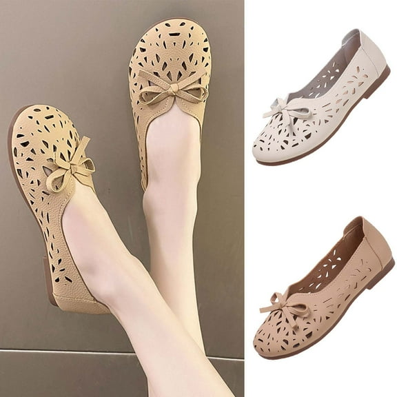 Fesfesfes Work Shoes for Women Round Toe Fashion Soft Sole Comfortable Shoes Hollow Out Solid Color Casual Shoes 39(7)