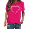 thumbnail image 1 of Fesfesfes Work Tops Women's Valentine's Day Love Printed Short Sleeved T-shirt Top Tees for Women L(US:8), 1 of 4