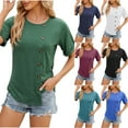 thumbnail image 1 of Fesfesfes Workout Clothes Womens Fashion Print Tops Short Sleeve Out Blouse Funny Round Neck T-Shirt Tops Womens Short Sleeve Blouse L(US:8), 1 of 7