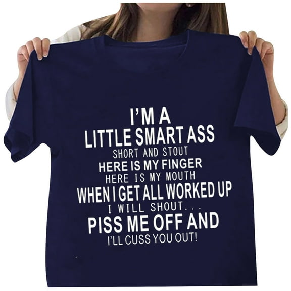 Fesfesfes Workout Shirt Unisex Funny Printed Pattern Casual Fashion Soild Color Short Sleeve Tops Womens Winter Tops 2XL(US:12)