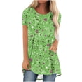 thumbnail image 1 of Fesfesfes Workout Shirts Women's Summer Round Neck Loose Tops Casual Print Short Sleeve Blouse Women Tees 6(M), 1 of 5