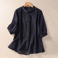thumbnail image 1 of Fesfesfes Workout Top Womens Casual Loose Fashion T-Shirt Seven Cent Sleeve Button Pockets Tops Cotton And Linen Blouse Shirts Women XL(US:10), 1 of 8