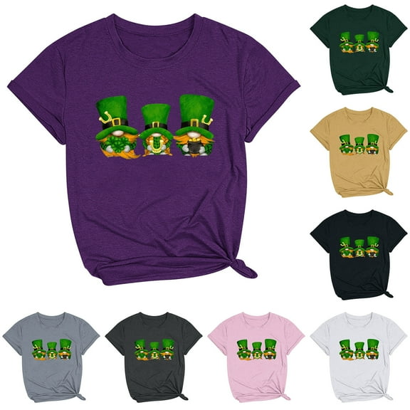 Fesfesfes Workout Tops for Women Short Sleeve Women Casual Round Neck Short-sleeved Printed T-shirt Top Womens Tops 3XL(US:14)