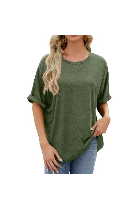 Workout Tops for Women Short Sleeve Womens Fashion Print Tops Short Sleeve Out Blouse Funny Round Neck T-Shirt Tops Gym Shirt 2XL(US:12)