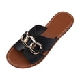 thumbnail image 1 of Fesfesfes Woven Women's Flat Beach Slippers for Spring Summer Breathable Outer Soft Sole Casual Shoes for Outdoor Walking Wear(Black,US 7), 1 of 9