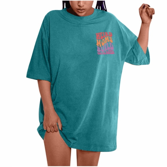 Fesfesfes Yoga Shirts for Women Loose T Shirts For Women Plus Size Slogan Graphic Drop Shoulder Short Sleeve Tops Summer Loose Pullover Tees Workout Tops Women 2XL(US:12)
