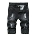 thumbnail image 1 of Fesfesfes Zipper Elastic Slim Fit Shorts Jeans Mens Casual Denim Shorts Plus Size Wrap Ripped Short Jeans Men's Mid-length Pants Spring Saving, 1 of 4