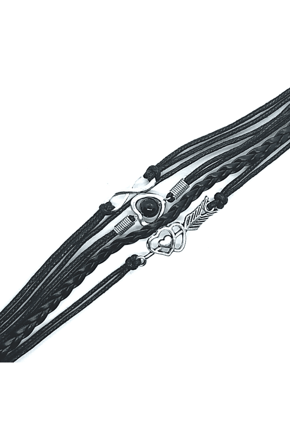 Forever Love Handmade Braided Black Leather Friendship Bracelet For Woman or A Girl- Six Colors To Choose
