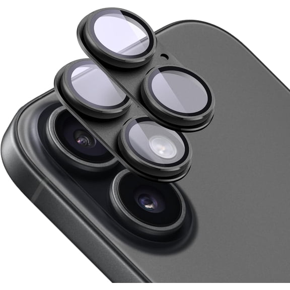 Fesign 2Pks Camera Lens Protector for iPhone 17/16/16 Plus, Aluminum Alloy Sapphire Glass Camera Screen Cover, Case Friendly- Black Titanium
