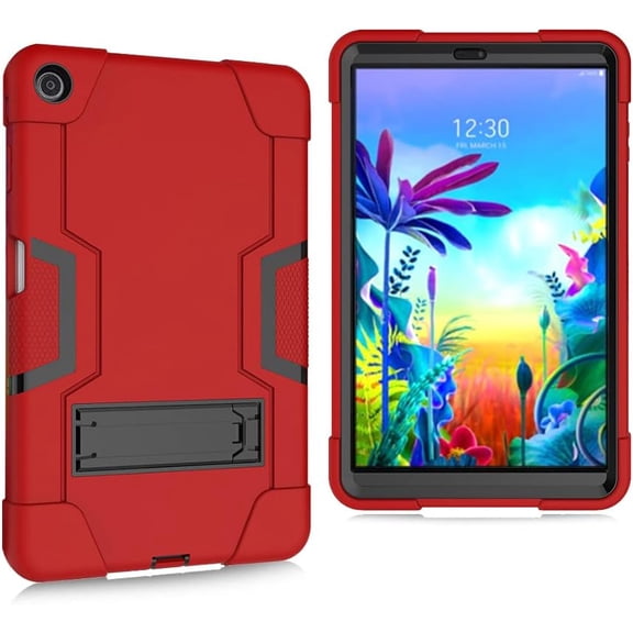 Fesign Case for LG G Pad 5 10.1 inch Tablet Case Hybrid Kids Friendly Drop Shockproof Hybrid High Impact Armor Defender Rugged Protective Case for LG G Pad 5 10.1 inch FHD Tablet 2019 (Red+Black)