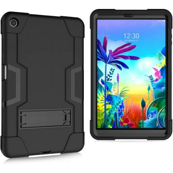 Fesign Case for LG G Pad 5 10.1 inch Tablet Case Hybrid Kids Friendly Drop Shockproof Hybrid High Impact Armor Defender Rugged Protective Case for LG G Pad 5 10.1 inch FHD Tablet 2019 (Black+Black)
