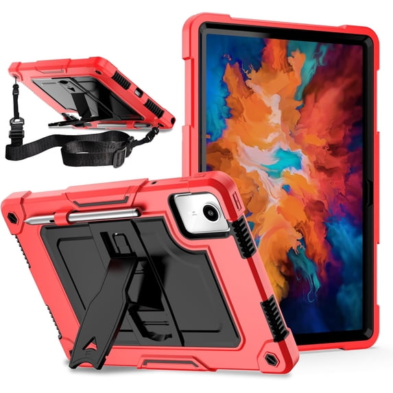 Fesign Case for Lenovo Tab M11 11 inch TB330FU/TB330XU, Lenovo Xiaoxin Pad 2024 TB331FC Kids Case Cover with Shockproof Kick Stand for Lenovo M11 11 inch Tablet (Red/Black)