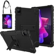 Fesign Case for TCL NXTPAPER 11 Tablet, Shockproof Case with Stand for TCL NXTPAPER 11 inch 9166G/9466X 2023 Android 13 Tablet, Kids Friendly Rugged Armor Cover with Shoulder Strap (Black+Black)