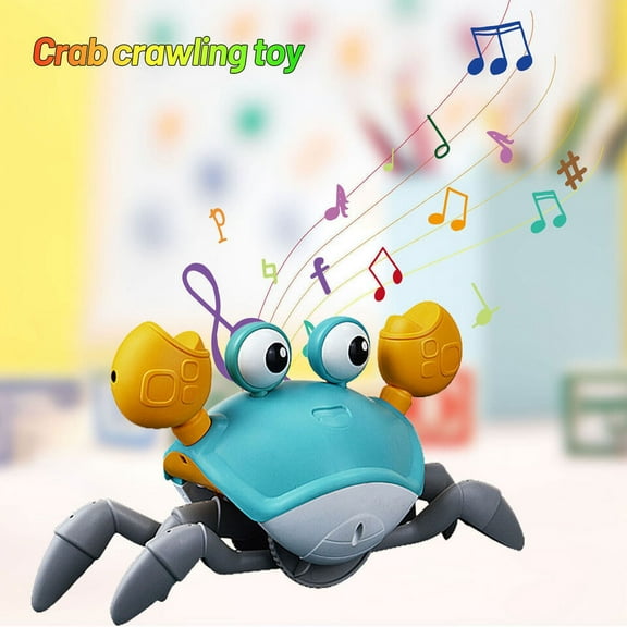 Fesign Crawling Crab Baby Toy Tummy Time Baby Toys with Music LED Light Will Automatically Avoid Obstacles Build in Rechargeable Battery for Toddler Baby Boy Girl Interactive Development Toy(Green)