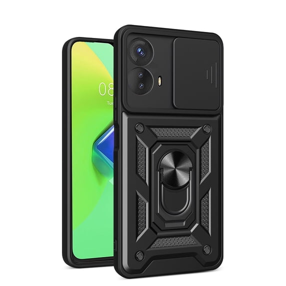 Fesign For Moto G24 with Camera Cover Tested with Magnetic Kickstand Protective Case for Moto G Power 5G 2024, Black
