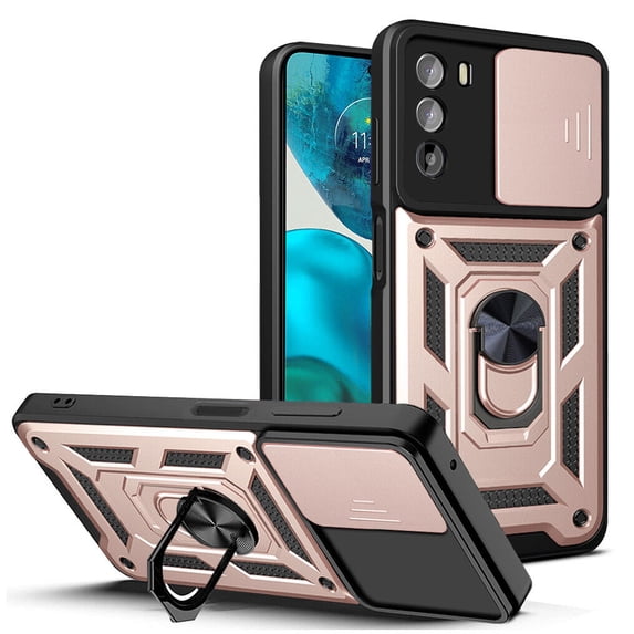 Fesign For Moto G24 with Camera Cover Tested with Magnetic Kickstand Protective Case for Moto G Power 5G 2024, Rose Gold