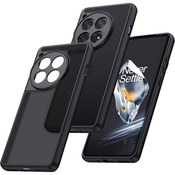 Fesign For OnePlus 12 Case Translucent Matte Shockproof Bumper Case with Camera Cover for OnePlus 12 Slim Thin Yet Military Grade Drop Proof Silicone Phone Cover OnePlus 12, Frosted Black