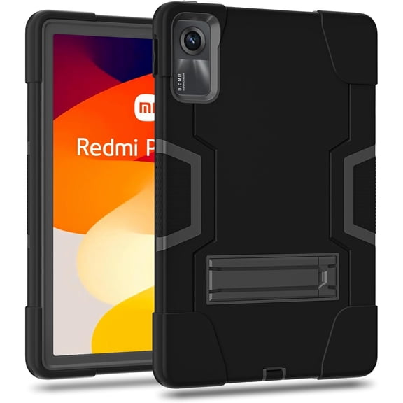 Fesign case Cover for Xiaomi Redmi Pad SE 11 inch,Slim Heavy Duty Shockproof Rugged Protective Case with Built-in Stand for Redmi Pad SE 11 2023 (Black/Black)