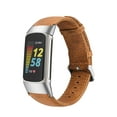 thumbnail image 1 of Fesign Replacement Genuine Leather Straps for Women Men,Soft Leather Adjustable Watch Band Replacement Wristbands for Fitbit Charge 6/Charge 5 Fitness Tracker Brown, 1 of 4