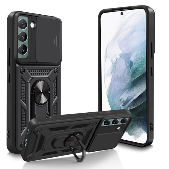 Fesign For Samsung Galaxy S24 S24 Plus S24 Ultra Case with Kickstand and Slide Camera Cover(Military-Grade)Full Body Drop Tested Protective Cover For S24 Plus(Black)