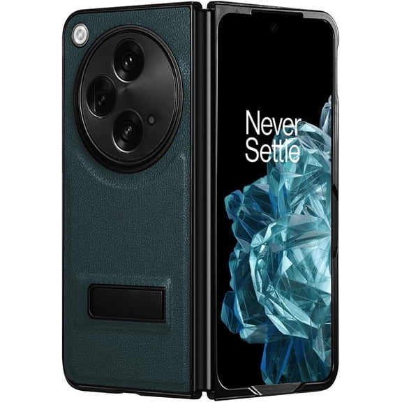 Fesign Slim Phone Case for Oneplus Open Oppo Find N3 Case with Kickstand. Oneplus Open Luxury Leather Back Case with Hinge Protection Hard PC Bumper Case for Oneplus Open 2023 (Blue)