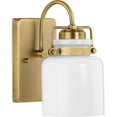 thumbnail image 1 of Fessler Collection One-Light Vintage Brass Opal Glass Farmhouse Bath Light, 1 of 13