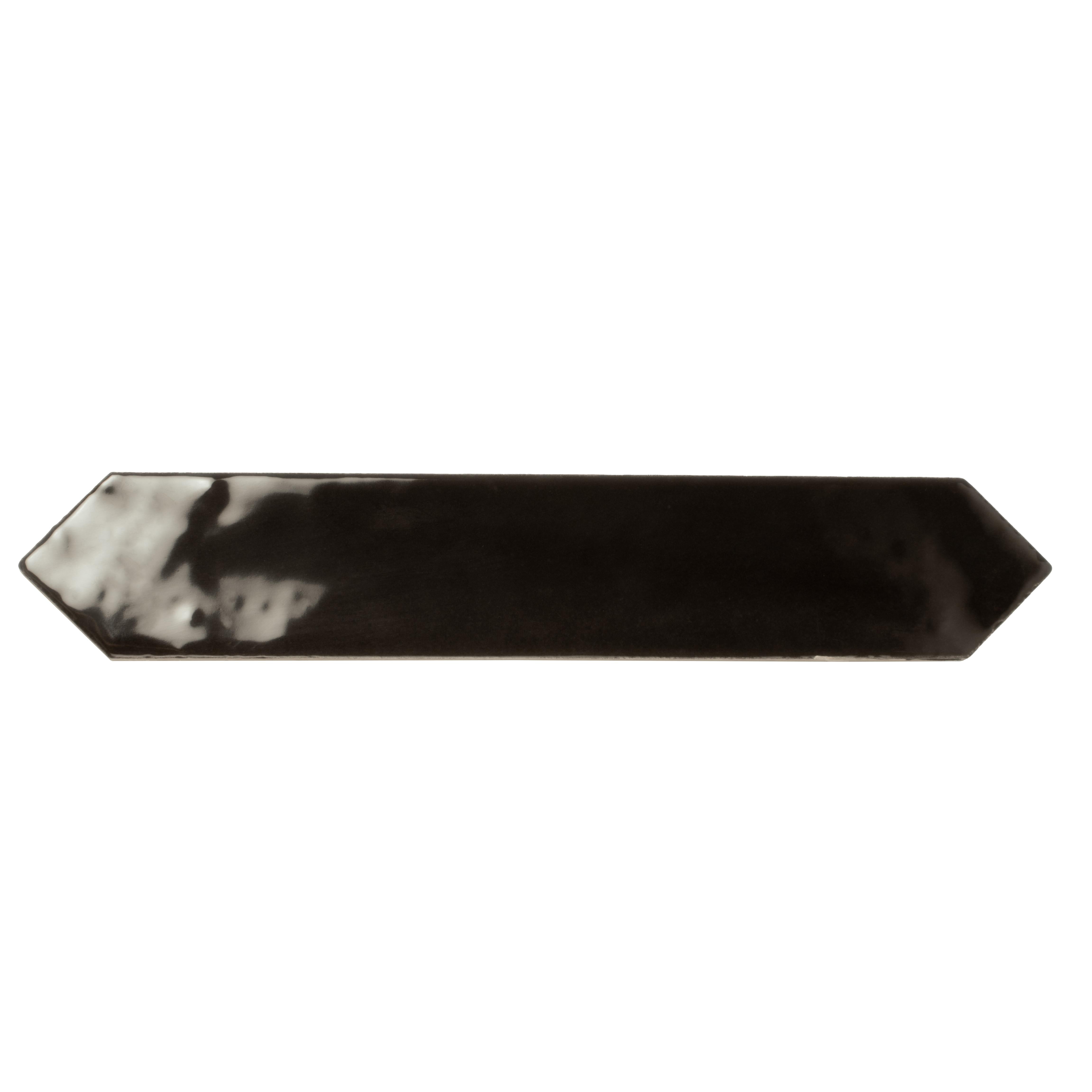 Festa 1.7 in. x 9.6 in. Glossy Black Ceramic Picket Wall and Floor Tile (2.37 sq. ft./case) (23-pack)