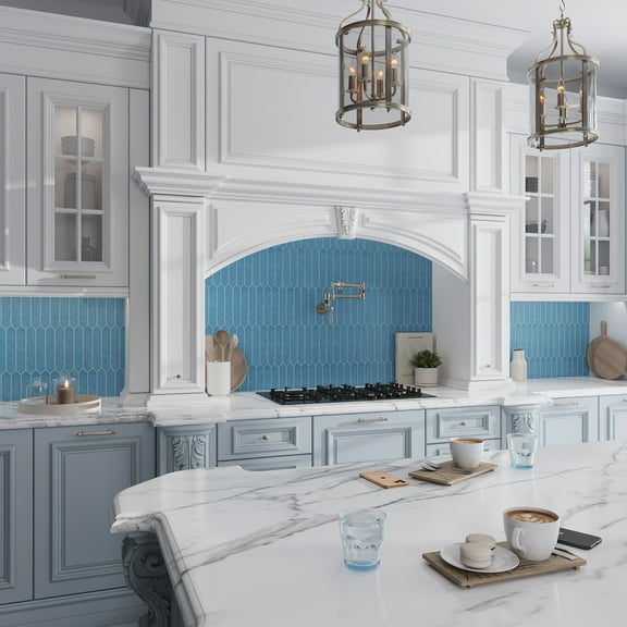 Festa 1.7 in. x 9.6 in. Matte Blue Ceramic Picket Wall and Floor Tile (2.37 sq. ft./case) (23-pack)