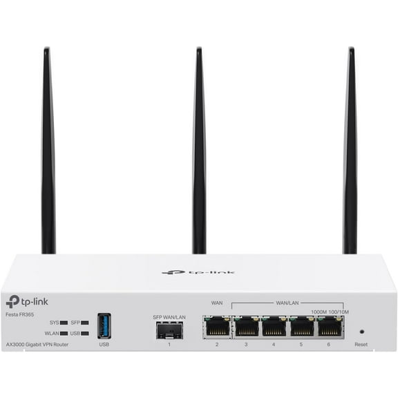 Festa FR365, AX3000 WiFi 6 VPN Router, Up to 5 Gigabit WAN + 1 USB 3.0 WAN + 1 SFP, Self-Organizing Network, Free Cloud, Load Balance, Mesh, Seamless Roaming, Does not Work with Omada