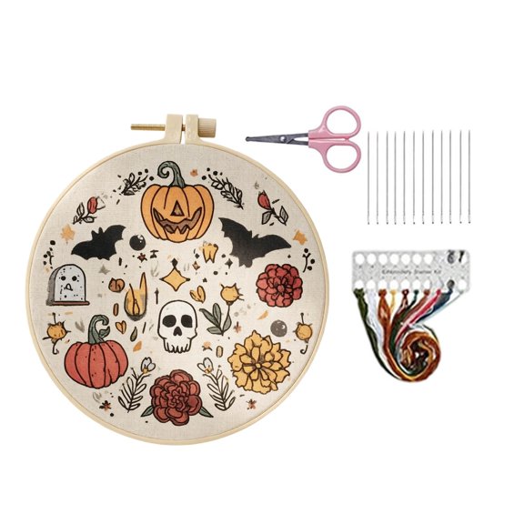 Festil Halloween Decor Halloween DIY Knitting Embroidery For Adults Printed Patterns Includes Needles Hand Craft Home For Lovers