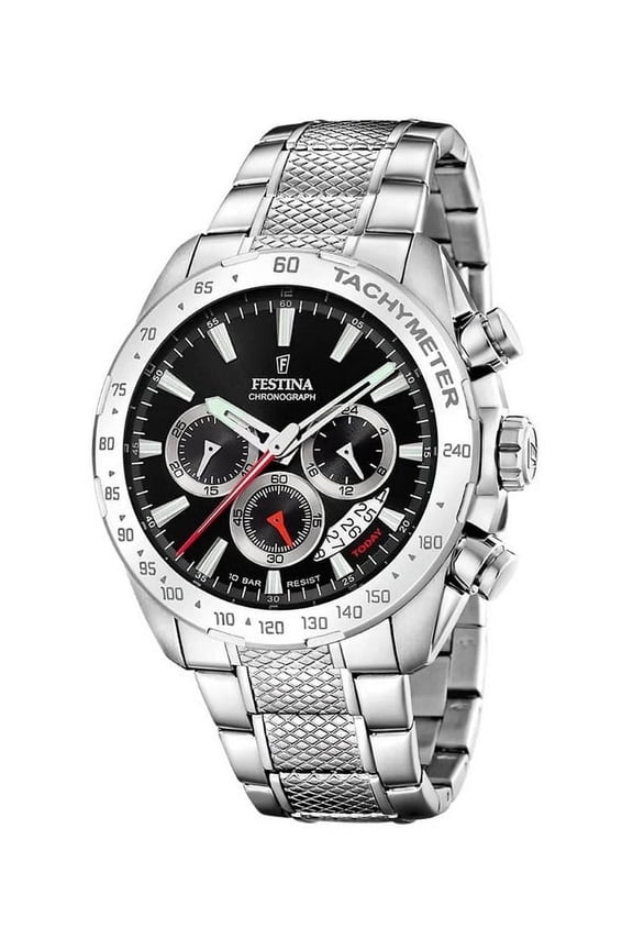 Chrono Sport Stainless Steel Black Dial Quartz F20668-4 100M Men's Watch