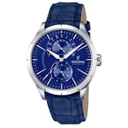 Festina F16573 / 7 حزام جلد أزرق ريترو ساعة عرض قرص فرعي على مدار 24 ساعة