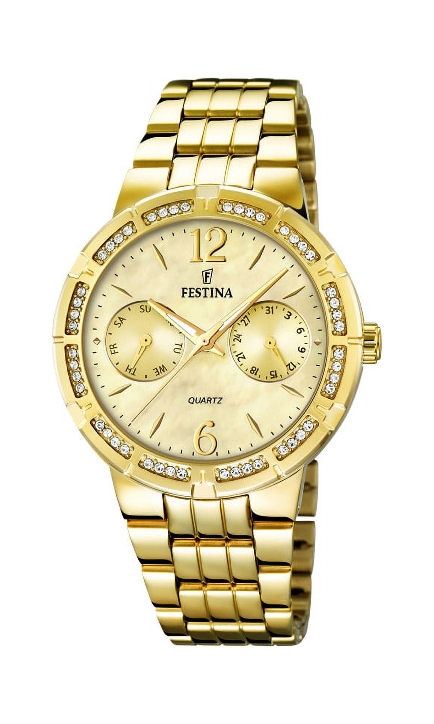 Festina F16701-2 Ladies Mademoiselle Gold Dial Stainless Steel 36mm ...