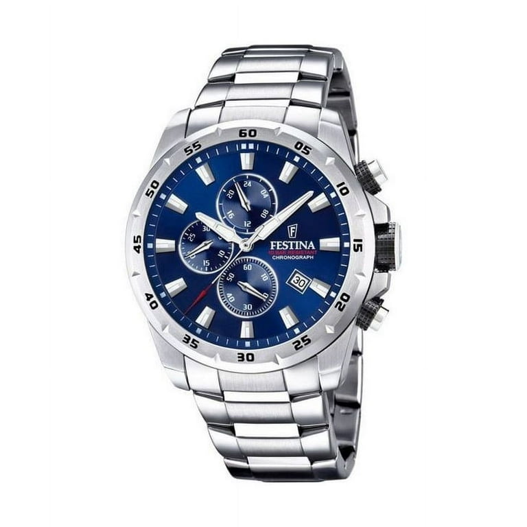 Sport Stainless 100M Watch Festina Men\'s Chronograph Dial F20463-2 Blue Steel Quartz