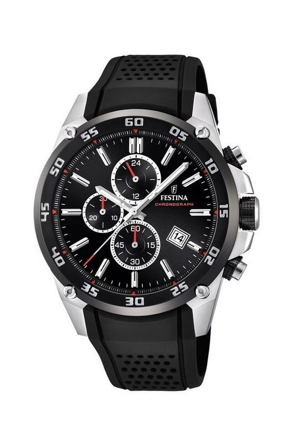 The Originals Chronograph Rubber Strap Black Dial Quartz F20330-5 100M Men's Watch