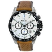 Festina Timeless Chronograph Leather Strap White Dial F20561-1 F205611 100M Mens Watch