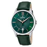Festina Classics Leather Strap Green Dial Quartz F20426-7 Mens Watch