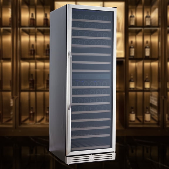 Festisoul 160 Bottle Large Wine Cooler Fridge, 24'' Dual Zone Stainless Steel Wine Refrigerator, Built-in Freestanding Wine Cellar, w/Lock&Temperature Control