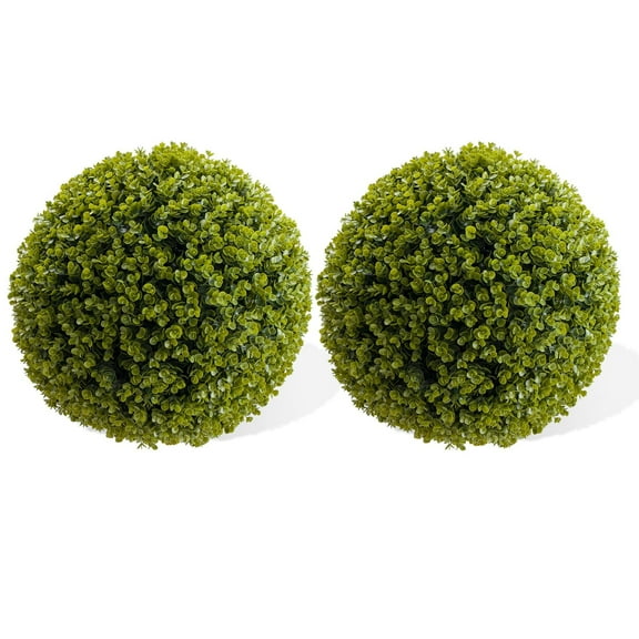Festisoul 21.3'' Artificial Plant Eucalyptus Topiary Balls, 2PCS Hanging Faux Topiary Balls for Outdoor and Indoor, Wedding Decoration